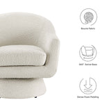 Ostro Boucle Fabric Swivel Chair in Ivory