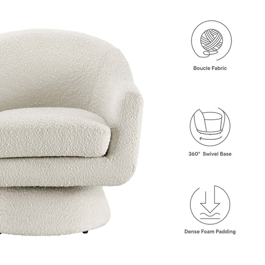 Astral Boucle Fabric Swivel Chair by Furniture For America