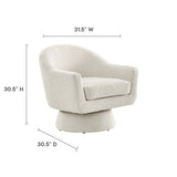 Ostro Boucle Fabric Swivel Chair in Ivory