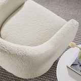 Ostro Boucle Fabric Swivel Chair in Ivory