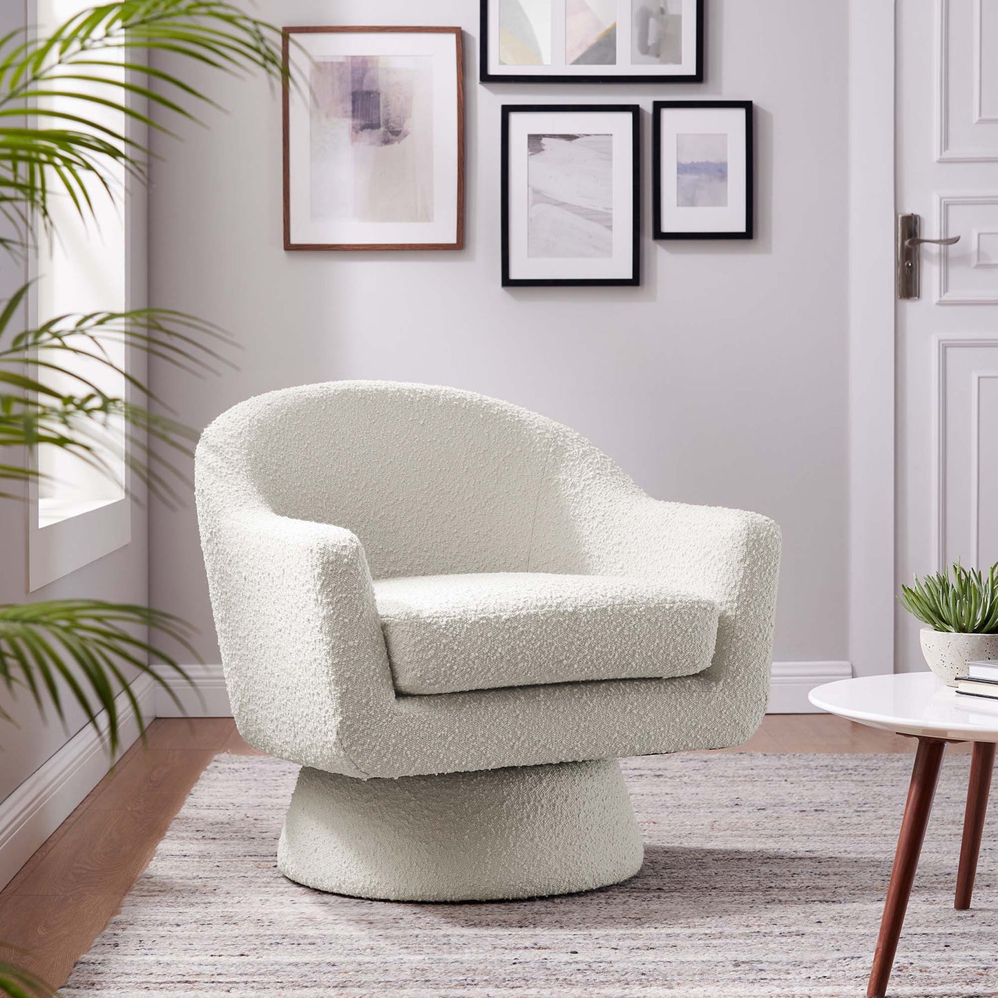 Astral Boucle Fabric Swivel Chair by Furniture For America