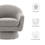 Ostro Boucle Fabric Swivel Chair in Taupe