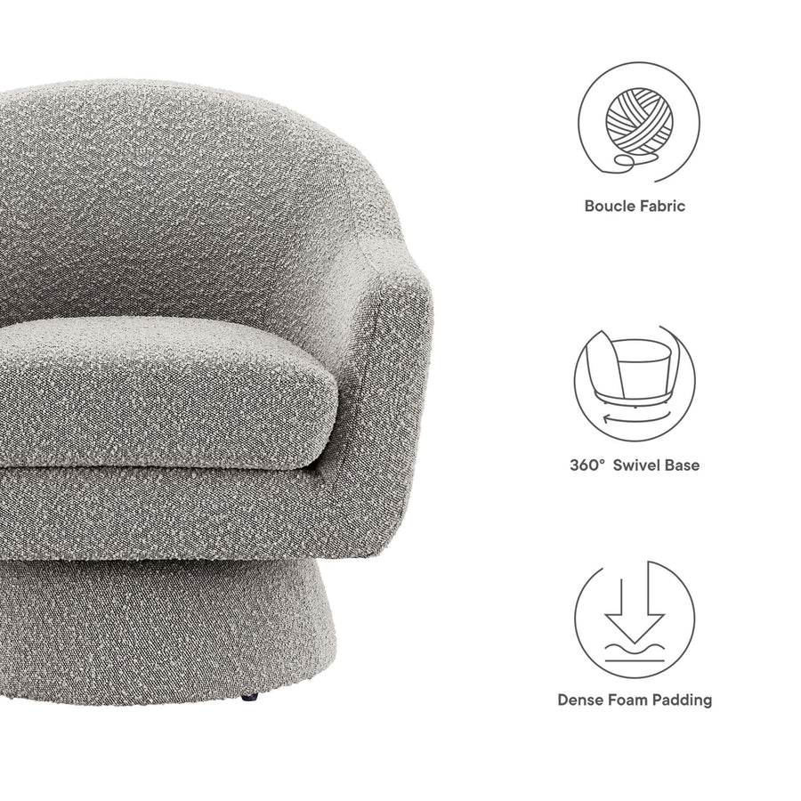 Ostro Boucle Fabric Swivel Chair in Taupe