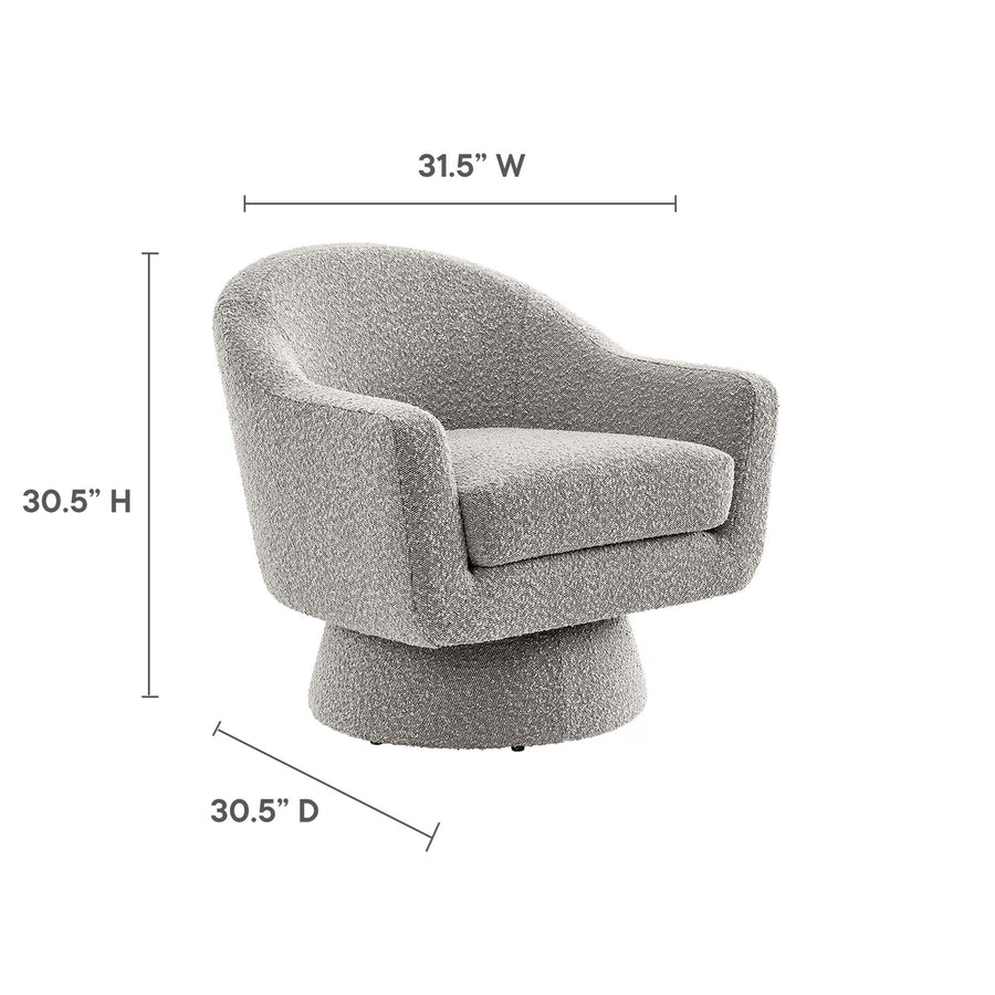 Ostro Boucle Fabric Swivel Chair in Taupe