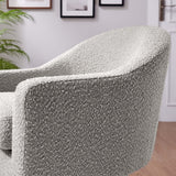 Ostro Boucle Fabric Swivel Chair in Taupe