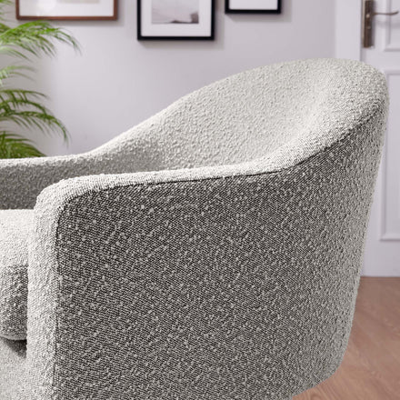 Astral Boucle Fabric Swivel Chair in Taupe