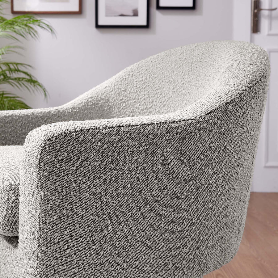 Ostro Boucle Fabric Swivel Chair in Taupe