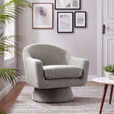 Ostro Boucle Fabric Swivel Chair in Taupe