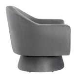 Ostro Performance Velvet Fabric and Wood Swivel Chair in Gray