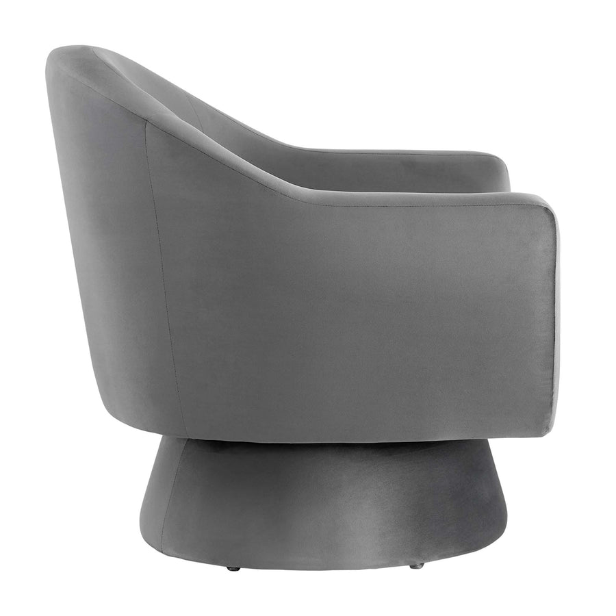Ostro Performance Velvet Fabric and Wood Swivel Chair in Gray