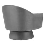 Ostro Performance Velvet Fabric and Wood Swivel Chair in Gray