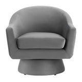 Ostro Performance Velvet Fabric and Wood Swivel Chair in Gray