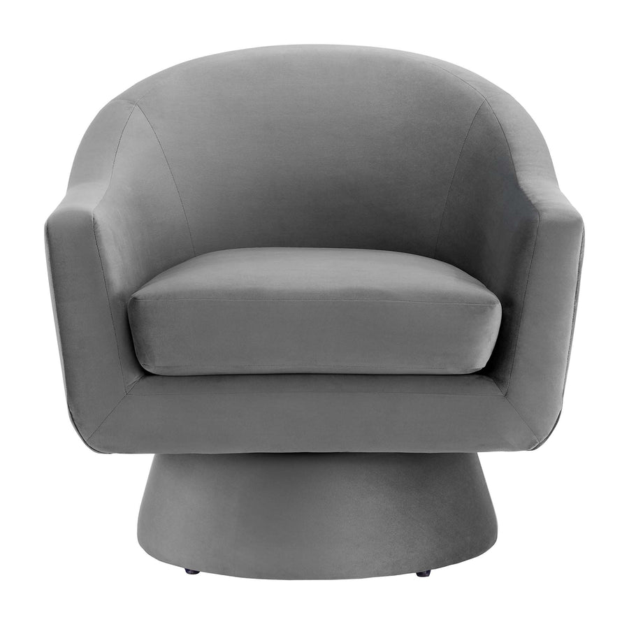 Ostro Performance Velvet Fabric and Wood Swivel Chair in Gray