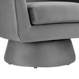 Ostro Performance Velvet Fabric and Wood Swivel Chair in Gray