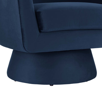 Astral Performance Velvet Fabric and Wood Swivel Chair by Furniture For America