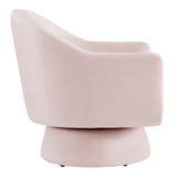 Ostro Performance Velvet Fabric and Wood Swivel Chair in Pink