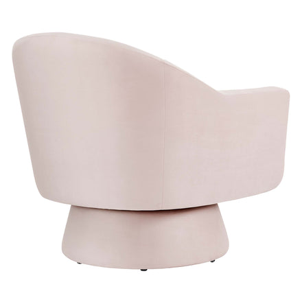 Astral Performance Velvet Fabric and Wood Swivel Chair in Pink