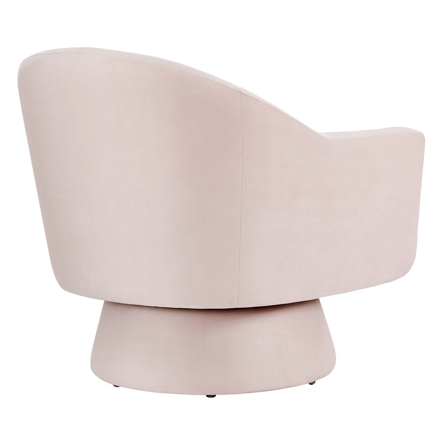 Ostro Performance Velvet Fabric and Wood Swivel Chair in Pink