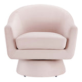 Ostro Performance Velvet Fabric and Wood Swivel Chair in Pink