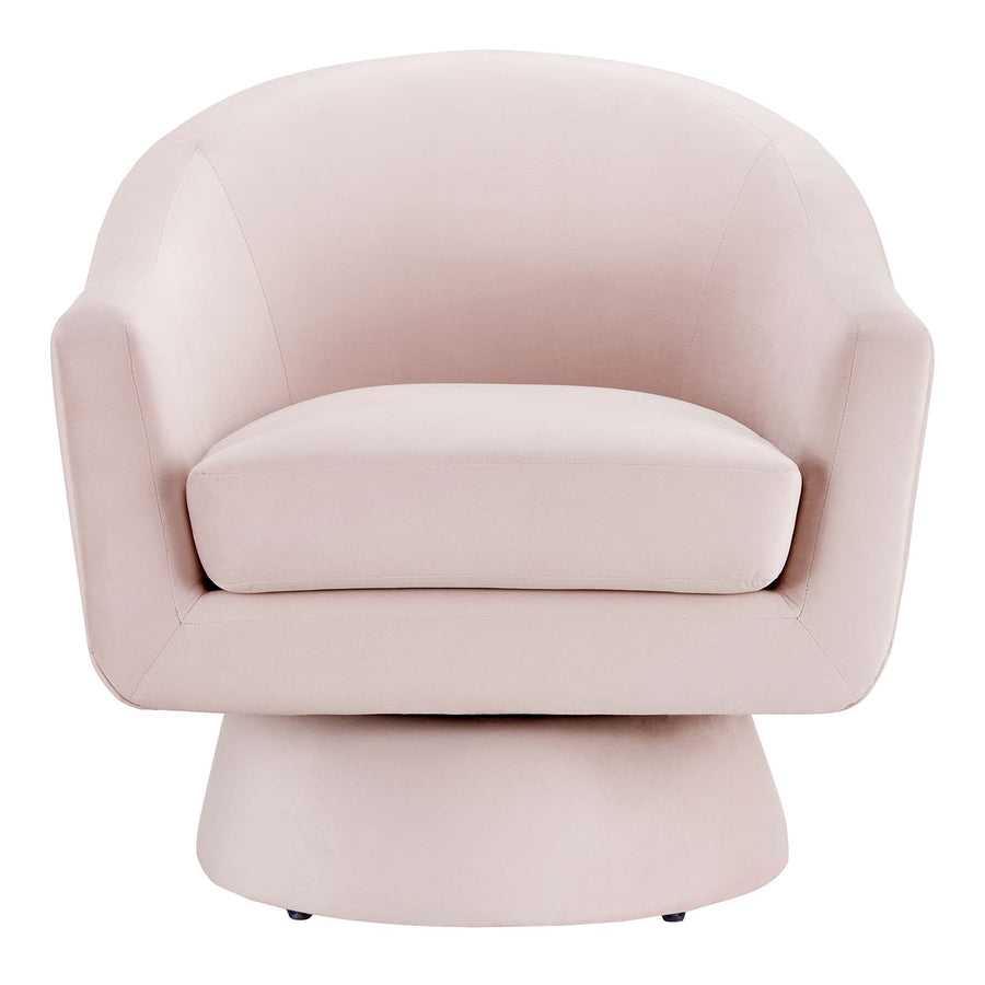 Ostro Performance Velvet Fabric and Wood Swivel Chair in Pink