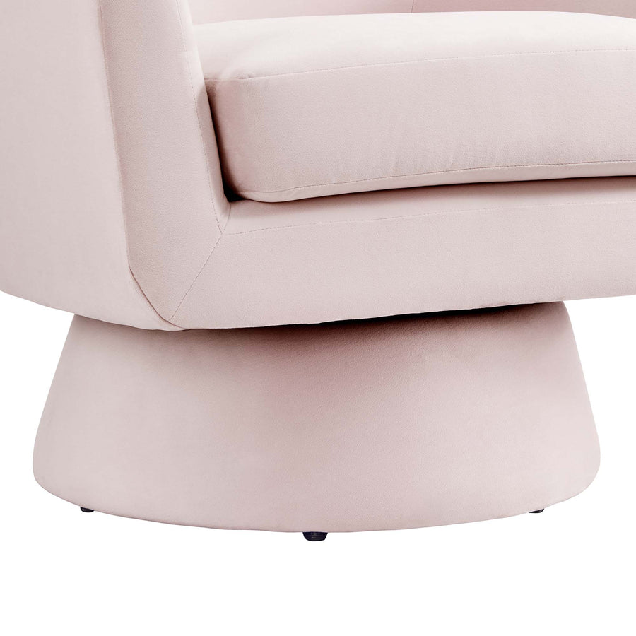 Ostro Performance Velvet Fabric and Wood Swivel Chair in Pink
