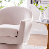 Ostro Performance Velvet Fabric and Wood Swivel Chair in Pink