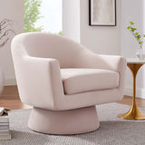 Ostro Performance Velvet Fabric and Wood Swivel Chair in Pink