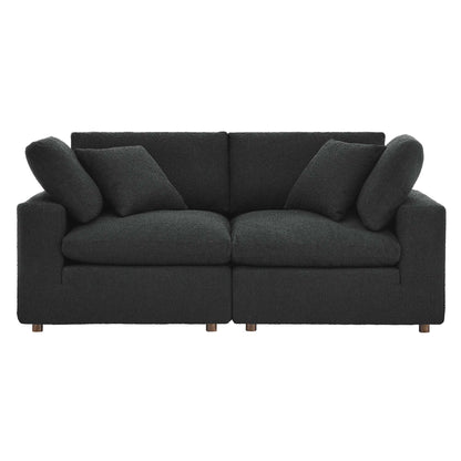 Commix Down Filled Overstuffed Boucle Fabric Loveseat by Furniture for America