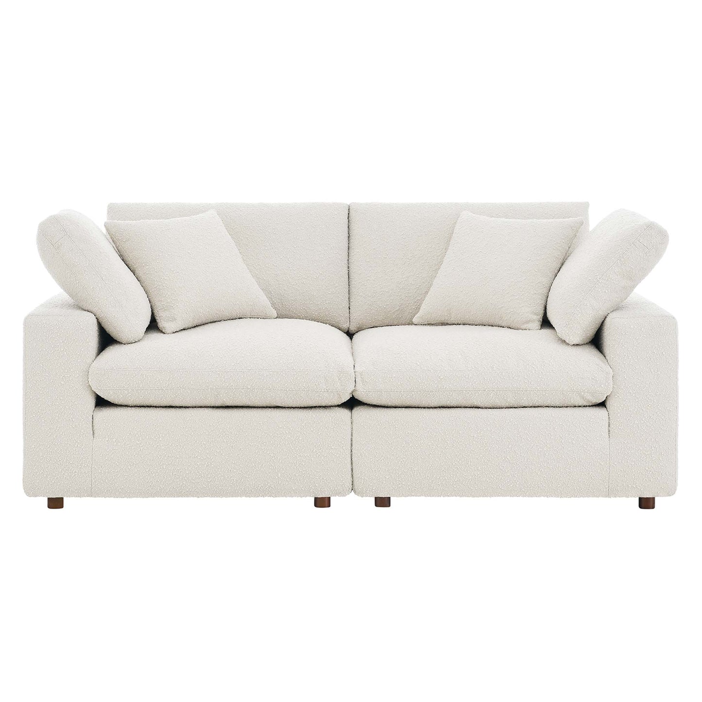 Commix Down Filled Overstuffed Boucle Fabric Loveseat by Furniture for America