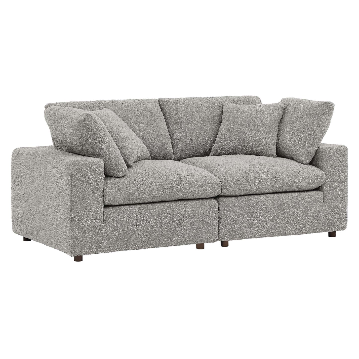 Commix Down Filled Overstuffed Boucle Fabric Loveseat by Furniture for America