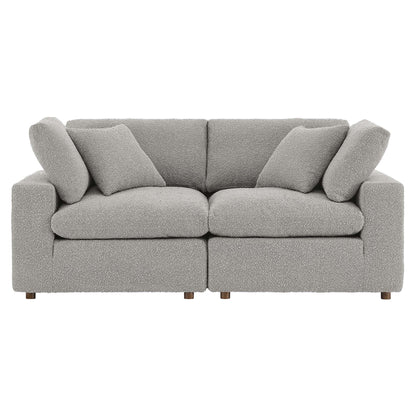 Commix Down Filled Overstuffed Boucle Fabric Loveseat by Furniture for America