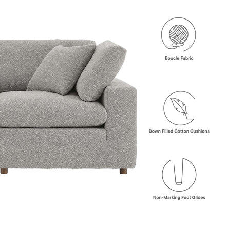 Commix Down Filled Overstuffed Boucle Fabric Loveseat in Light Gray