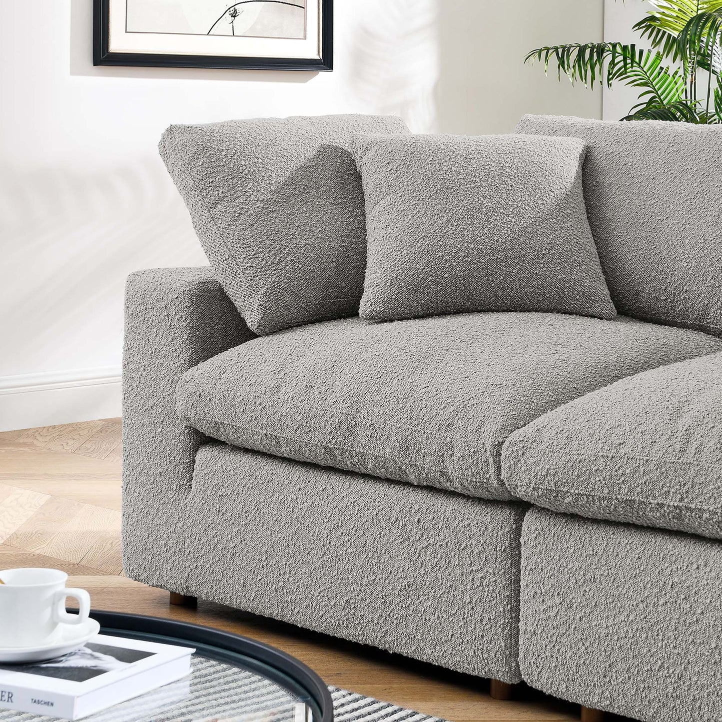 Commix Down Filled Overstuffed Boucle Fabric Loveseat by Furniture for America