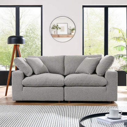Commix Down Filled Overstuffed Boucle Fabric Loveseat by Furniture for America