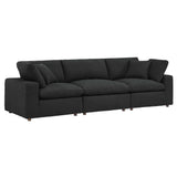 Linden Down Filled Overstuffed Boucle Fabric 3-Seater Sofa in Black