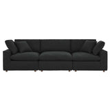 Linden Down Filled Overstuffed Boucle Fabric 3-Seater Sofa in Black
