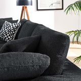 Linden Down Filled Overstuffed Boucle Fabric 3-Seater Sofa in Black