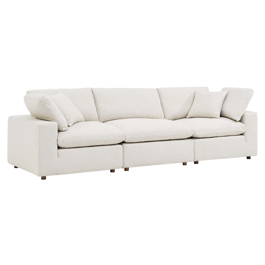 Linden Down Filled Overstuffed Boucle Fabric 3-Seater Sofa in Ivory