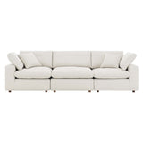 Linden Down Filled Overstuffed Boucle Fabric 3-Seater Sofa in Ivory