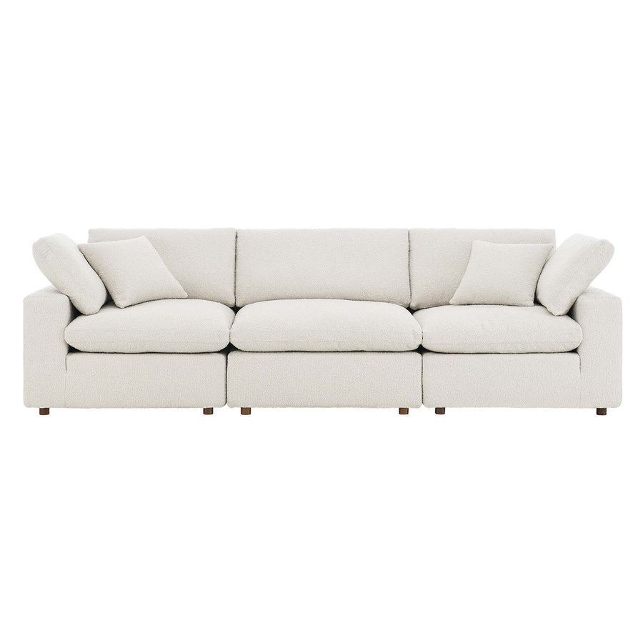 Linden Down Filled Overstuffed Boucle Fabric 3-Seater Sofa in Ivory