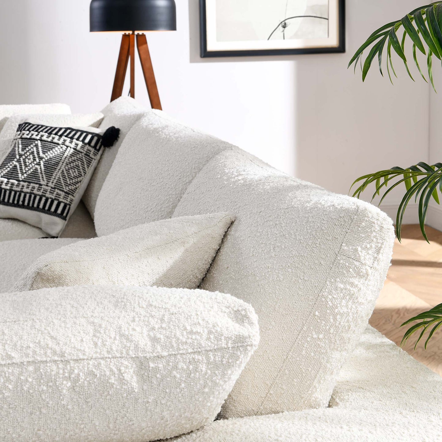 Commix Down Filled Overstuffed Boucle Fabric 3-Seater Sofa by Furniture For America