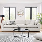 Linden Down Filled Overstuffed Boucle Fabric 3-Seater Sofa in Ivory