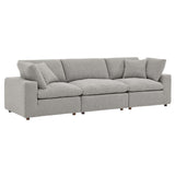 Linden Down Filled Overstuffed Boucle Fabric 3-Seater Sofa in Light Gray