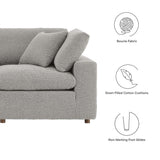 Linden Down Filled Overstuffed Boucle Fabric 3-Seater Sofa in Light Gray
