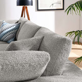 Linden Down Filled Overstuffed Boucle Fabric 3-Seater Sofa in Light Gray