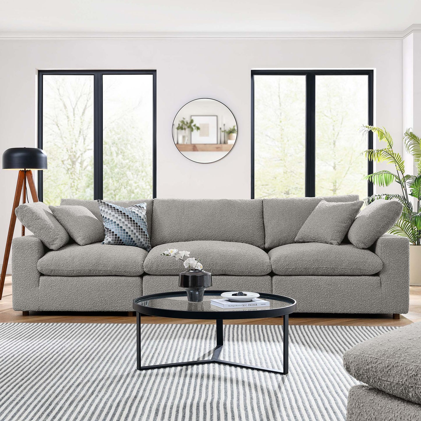 Commix Down Filled Overstuffed Boucle Fabric 3-Seater Sofa by Furniture For America