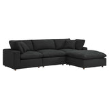 Linden 4-Piece Down Filled Overstuffed Boucle Fabric Sectional Sofa in Black