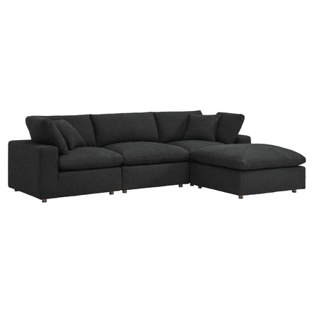 Commix 4-Piece Down Filled Overstuffed Boucle Fabric Sectional Sofa in Black