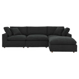 Linden 4-Piece Down Filled Overstuffed Boucle Fabric Sectional Sofa in Black