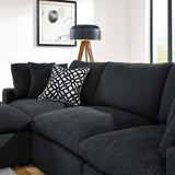 Linden 4-Piece Down Filled Overstuffed Boucle Fabric Sectional Sofa in Black